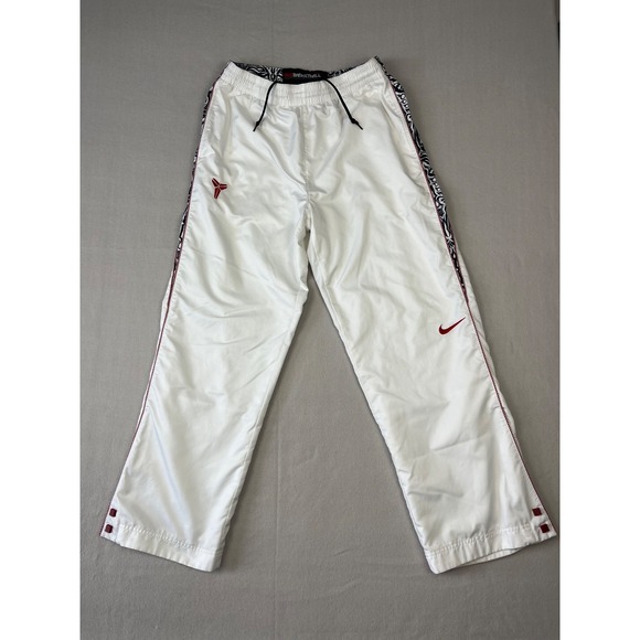Vintage Nike Basketball Track Pants Mens XL White Kobe Bryant Y2K Zip Legs Lined - Picture 1 of 12